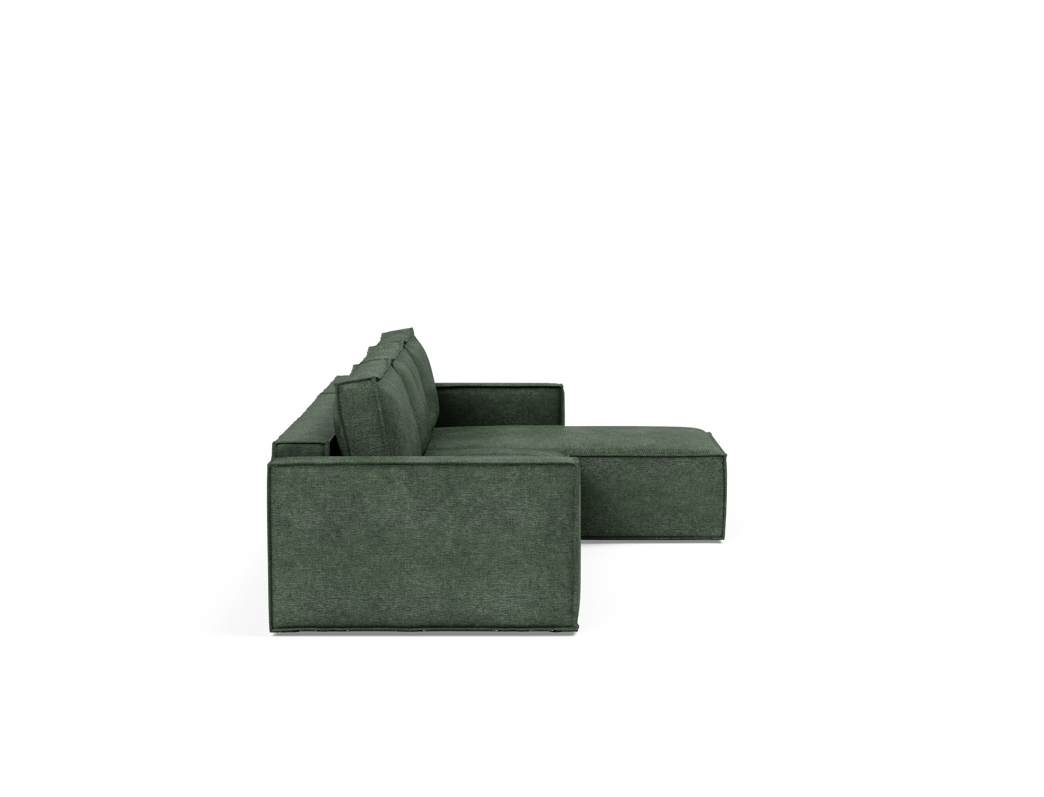 Schlafsofa Newilla mit Chaiselongue Flachgewebe Avella 281-Pine-Green
