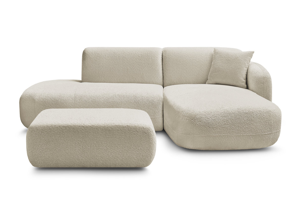 Bobochic Anda Ecksofa mit Pouf 241 × 163 cm Chenille Beige Ecke rechts