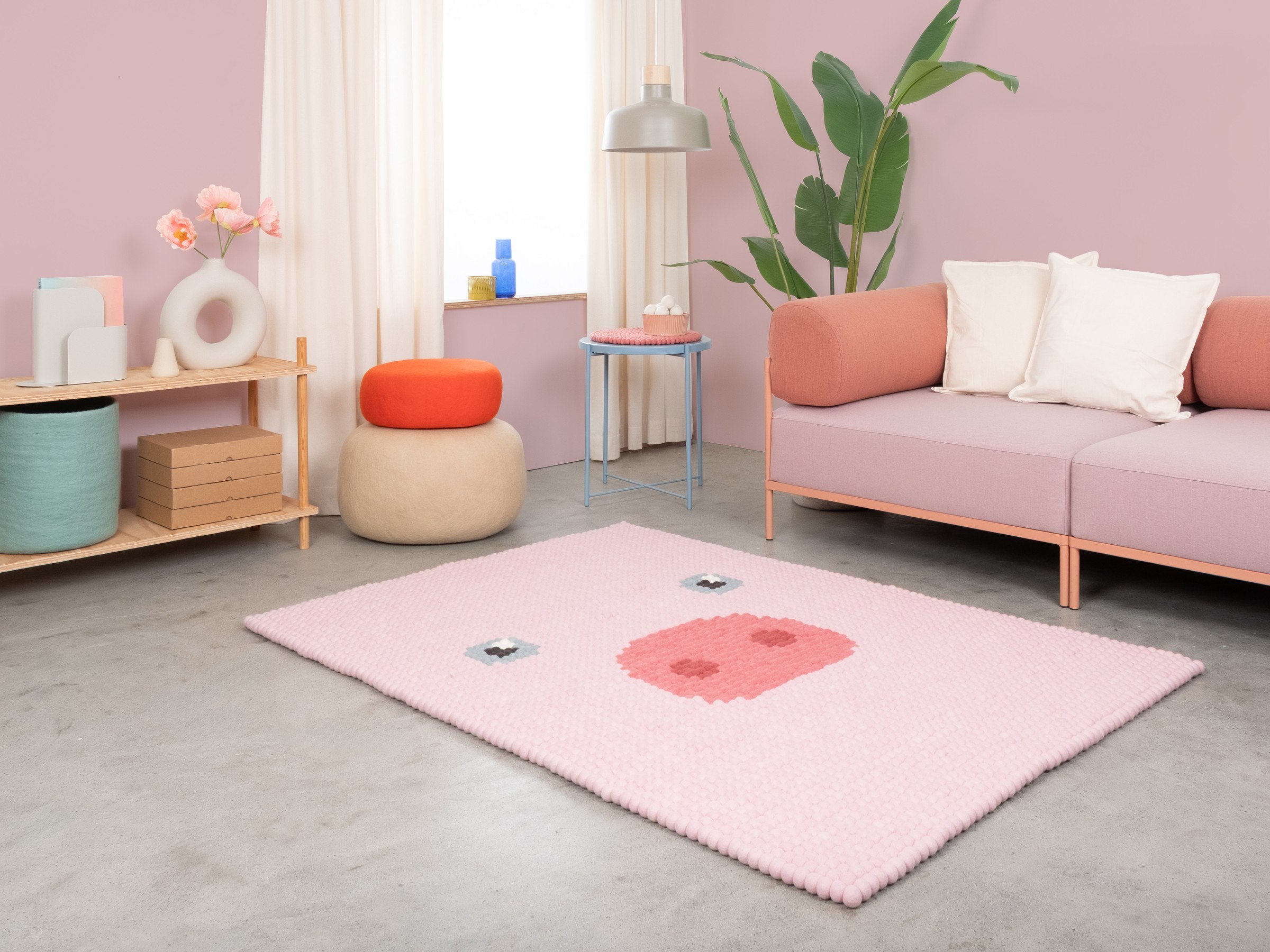 myfelt Friedrich Filzkugelteppich Rosa