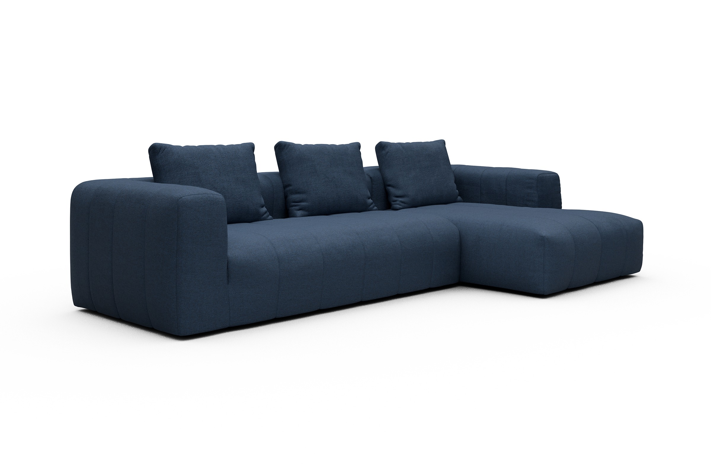 Ecksofa Hugo 2,5-Sitzer Armlehne links mit Chaiselongue Weda-Blue