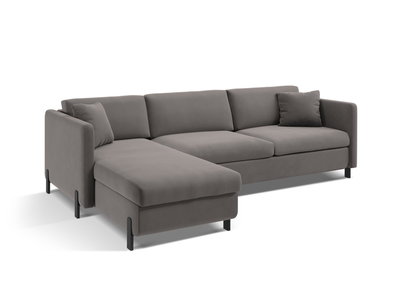 Micadoni Schlaf-Ecksofa Gloria 5-Sitzer Links Samt Grau 205x160