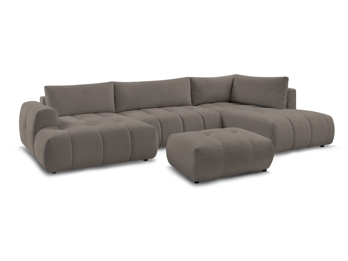 Bobochic Fuji Wohnlandschaft mit Pouf Stoff Taupe Ecke links