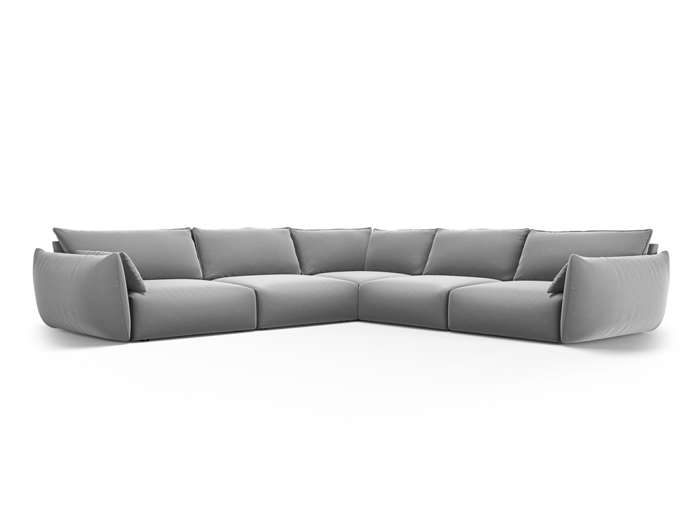 Cosmopolitan Design Symmetrisches Ecksofa Matera 7-Sitzer Samt Salvador Grau