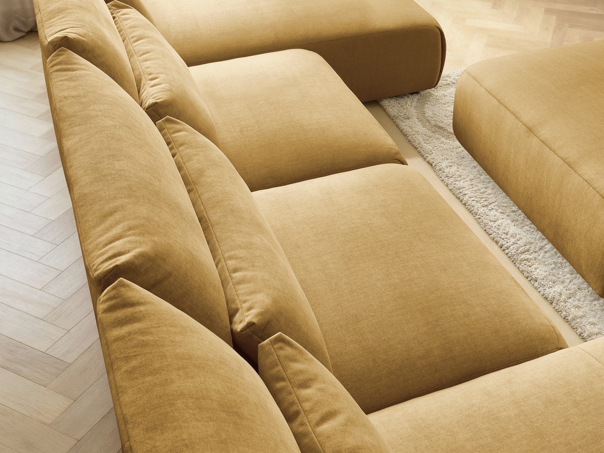 Bobochic Jana Wohnlandschaft mit großem Pouf Samt Gelb