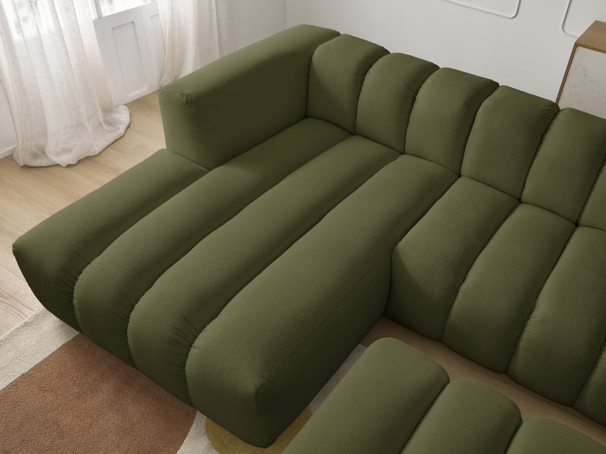 Bobochic Talia Ecksofa mit Pouf Melange-Stoff Grün Ecke links