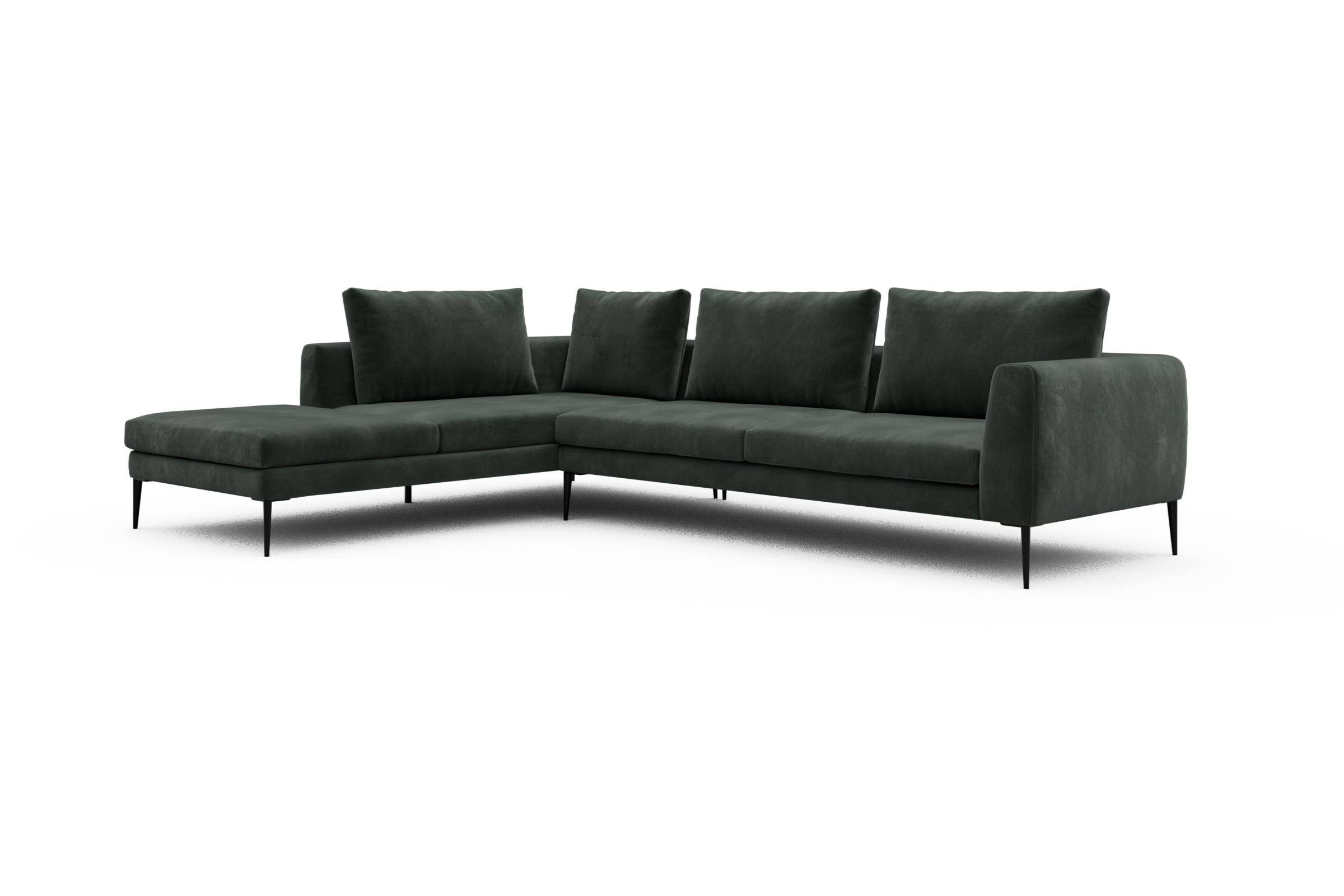 Ecksofa Paul Relax-Ecke rechts mit 3-Sitzer Smooth-Laurel-Green