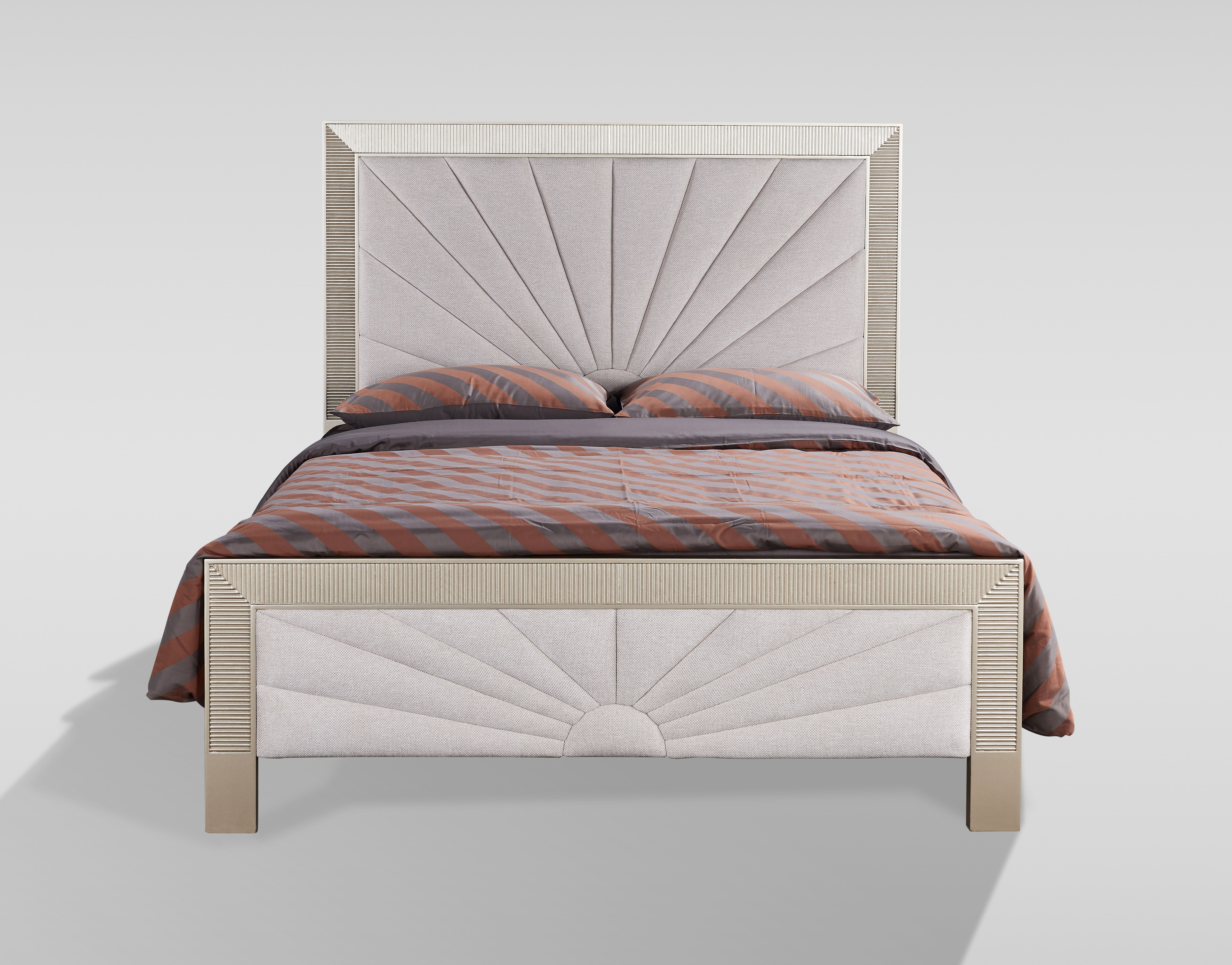Livin Hill Set Stilig Bedroom: Polsterbett 166 cm + 2× Nachttisch Champagnergold
