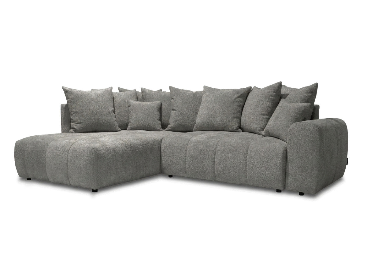 Bobochic Roxelane Ecksofa mit Schlaffunktion und Bettkasten Bouclé-Stoff Dunkelgrau Ecke links