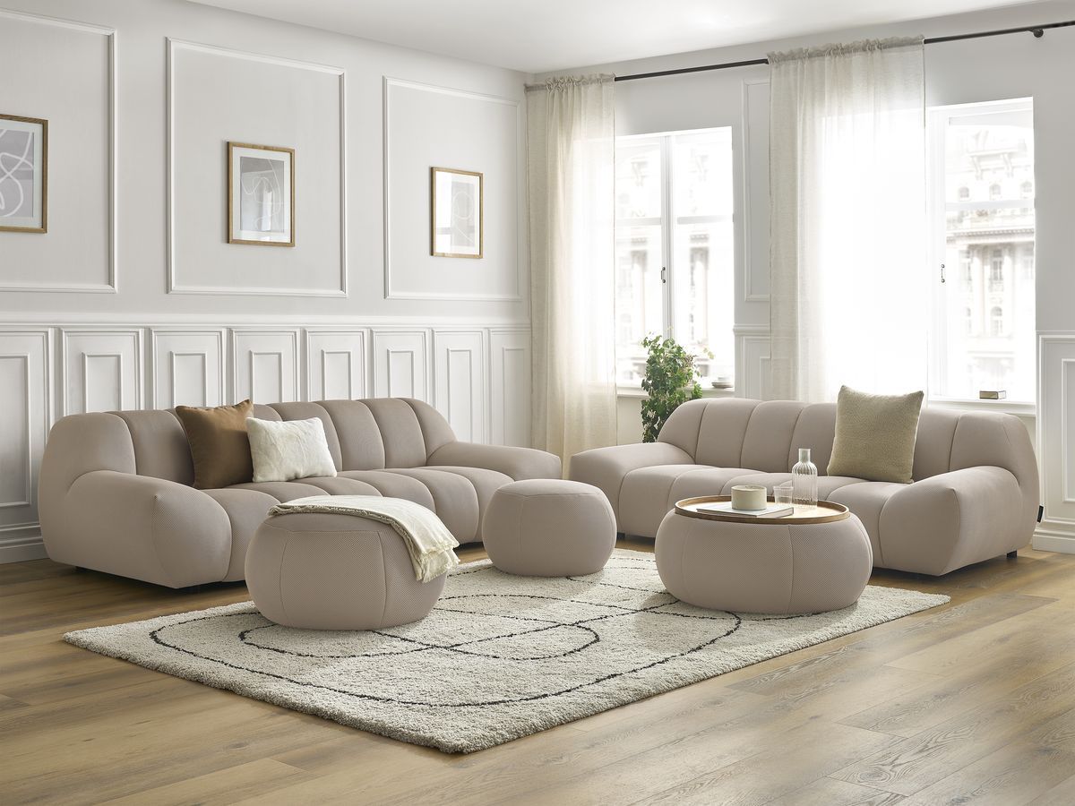 Bobochic Hayden Sofa 7-Sitzer mit Pouf Mesh-Stoff Taupe