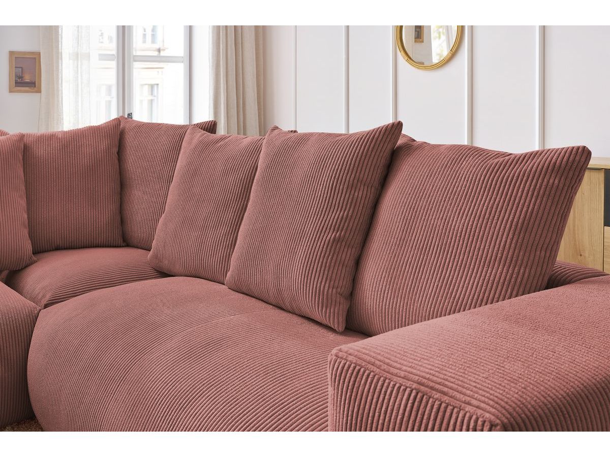 Bobochic Voltaire Ecksofa 268 × 214 cm Cordsamt Rosa Ecke links