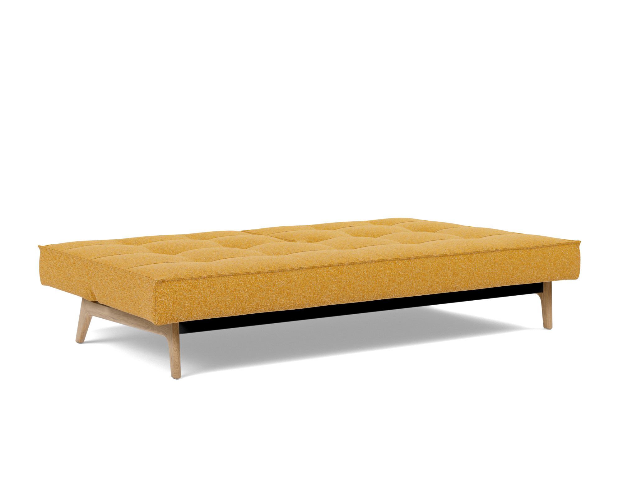 Schlafsofa Splitback Boucle Skandi 536-Ochre Beine Eiche