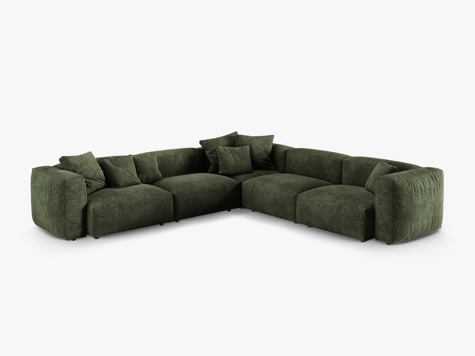 Micadoni modulares symmetrisches Ecksofa XL Martina 5-Sitzer 90cm Sitztiefe Samt Vogue Grün