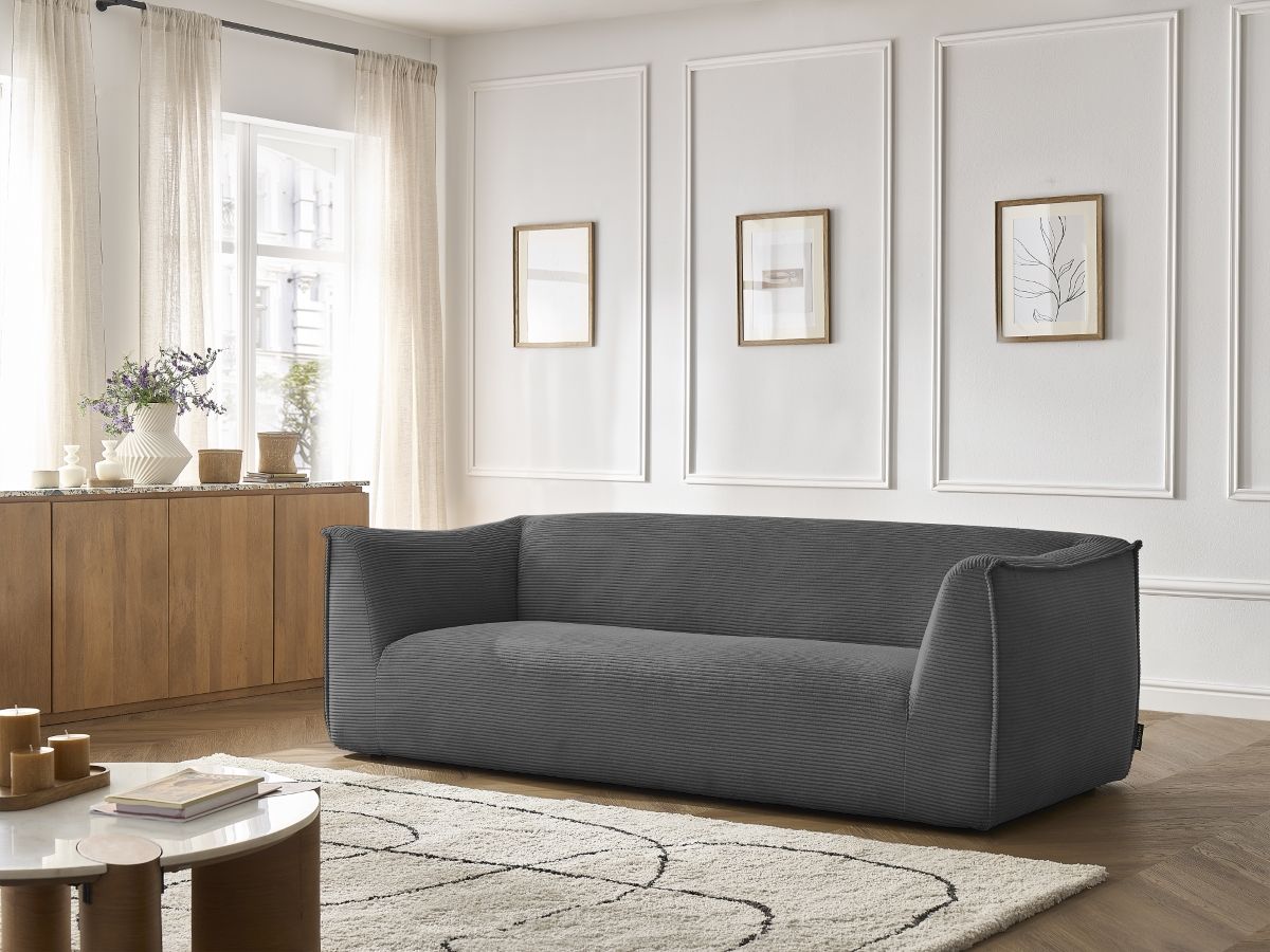 Bobochic Giorgia Sofa 3-Sitzer Cordsamt Dunkelgrau