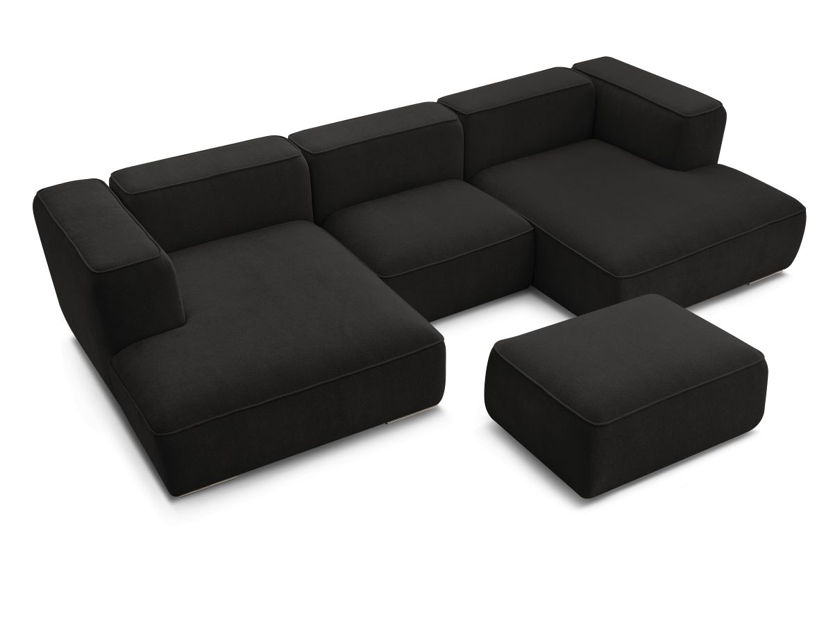 Bobochic Zephyr Wohnlandschaft mit Pouf Strukturstoff Schwarz