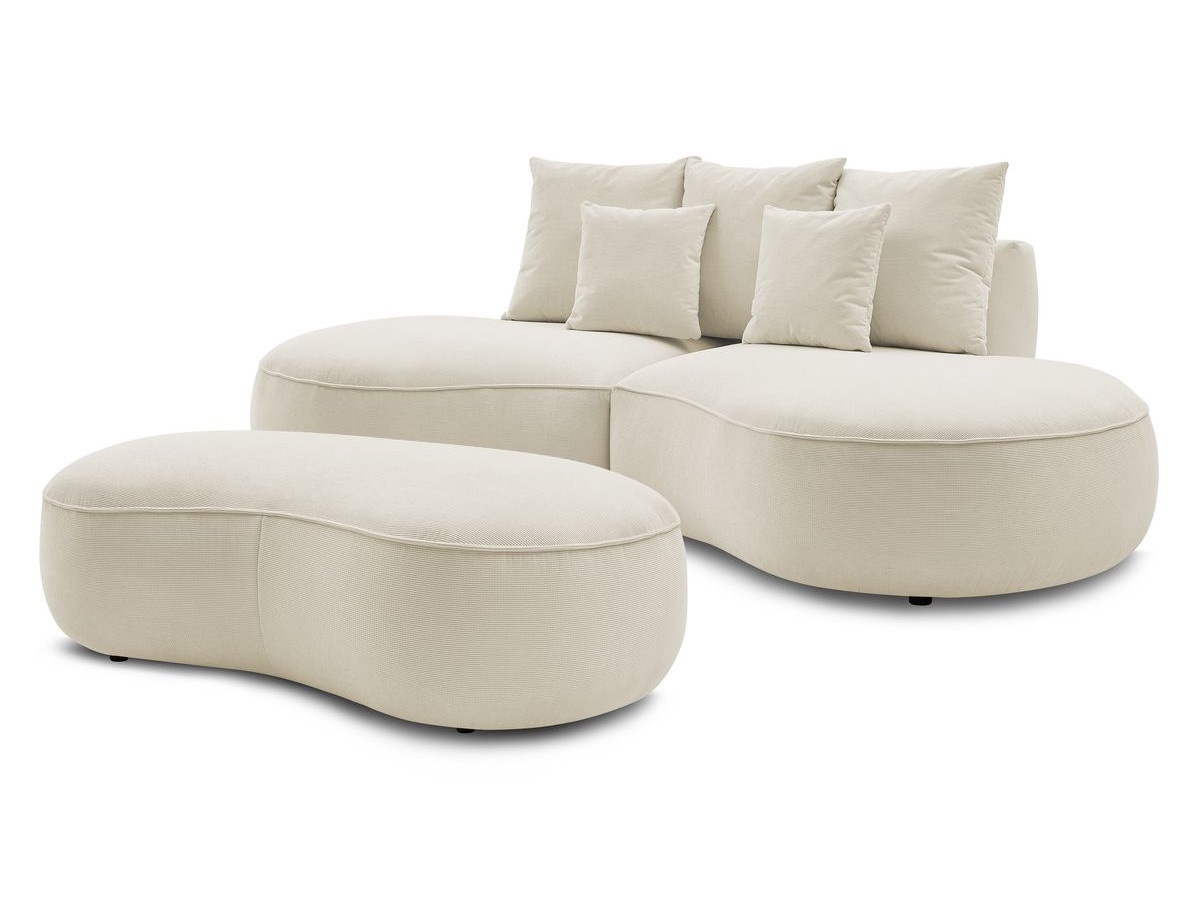 Bobochic Saint-germain Sofa 5-Sitzer mit Pouf Strukturstoff Beige