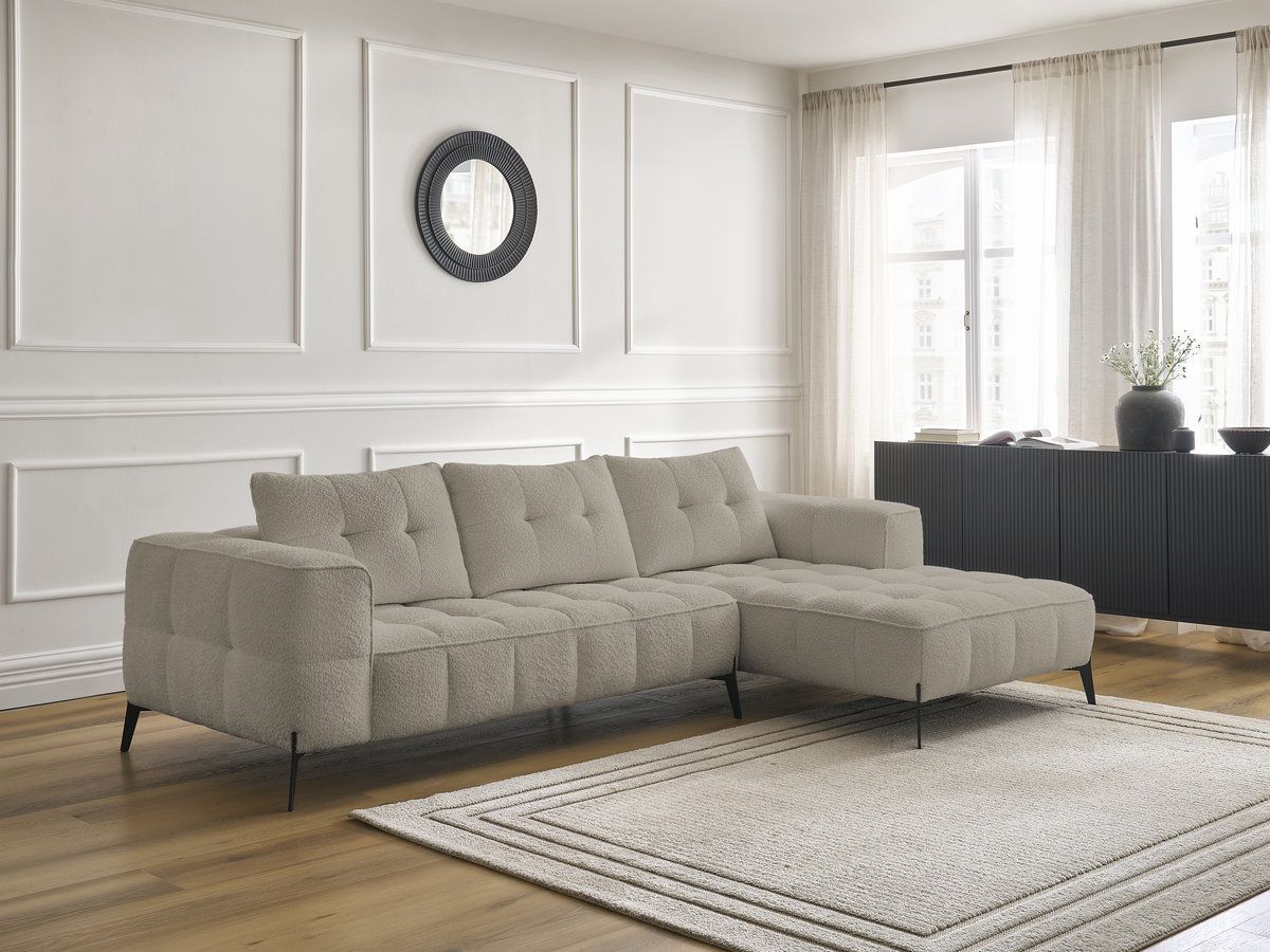 Bobochic Anis Ecksofa Bouclé-Stoff Taupe Ecke rechts