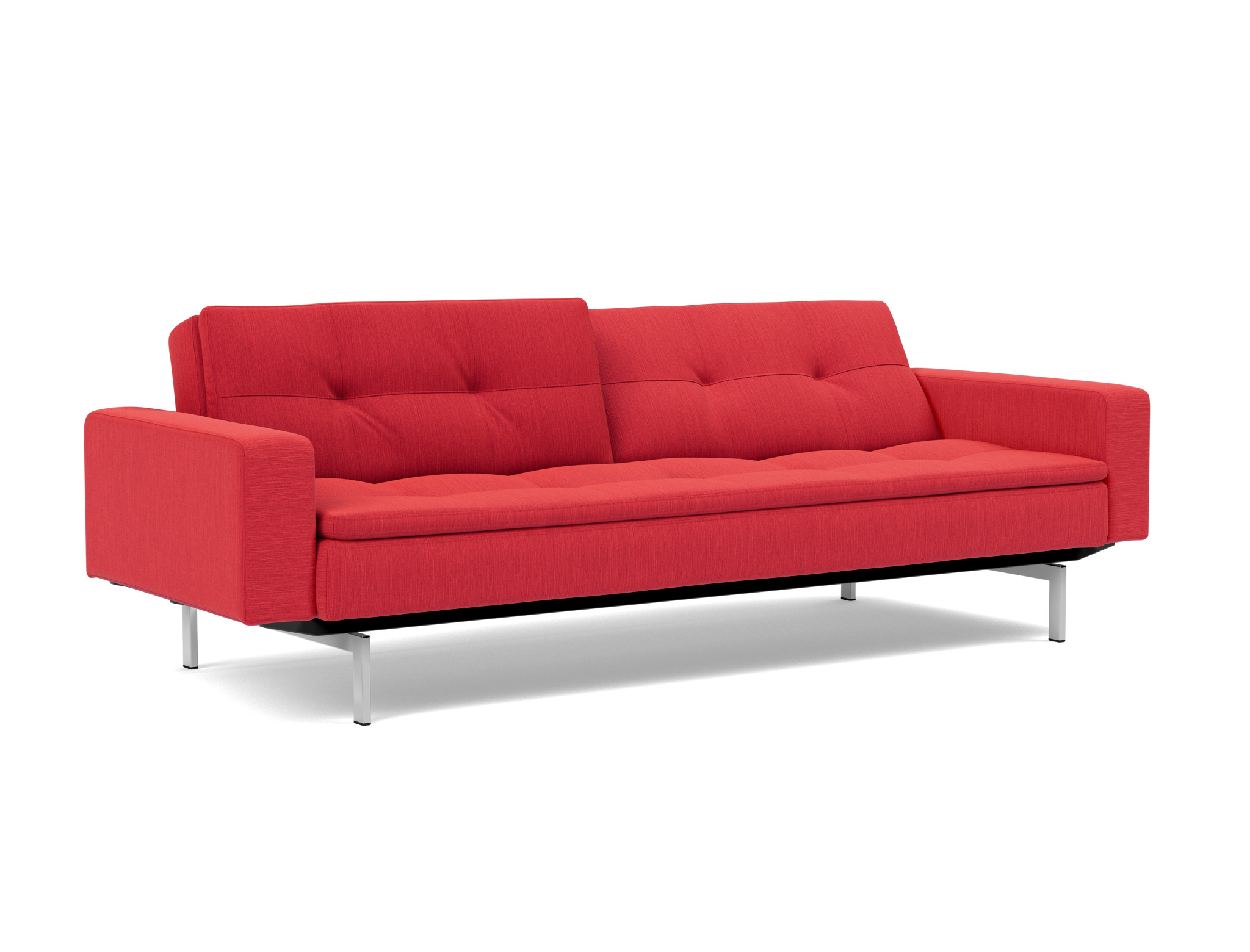Schlafsofa Dublexo mit Armlehnen Flachgewebe Elegance 511-Red Beine Chrom