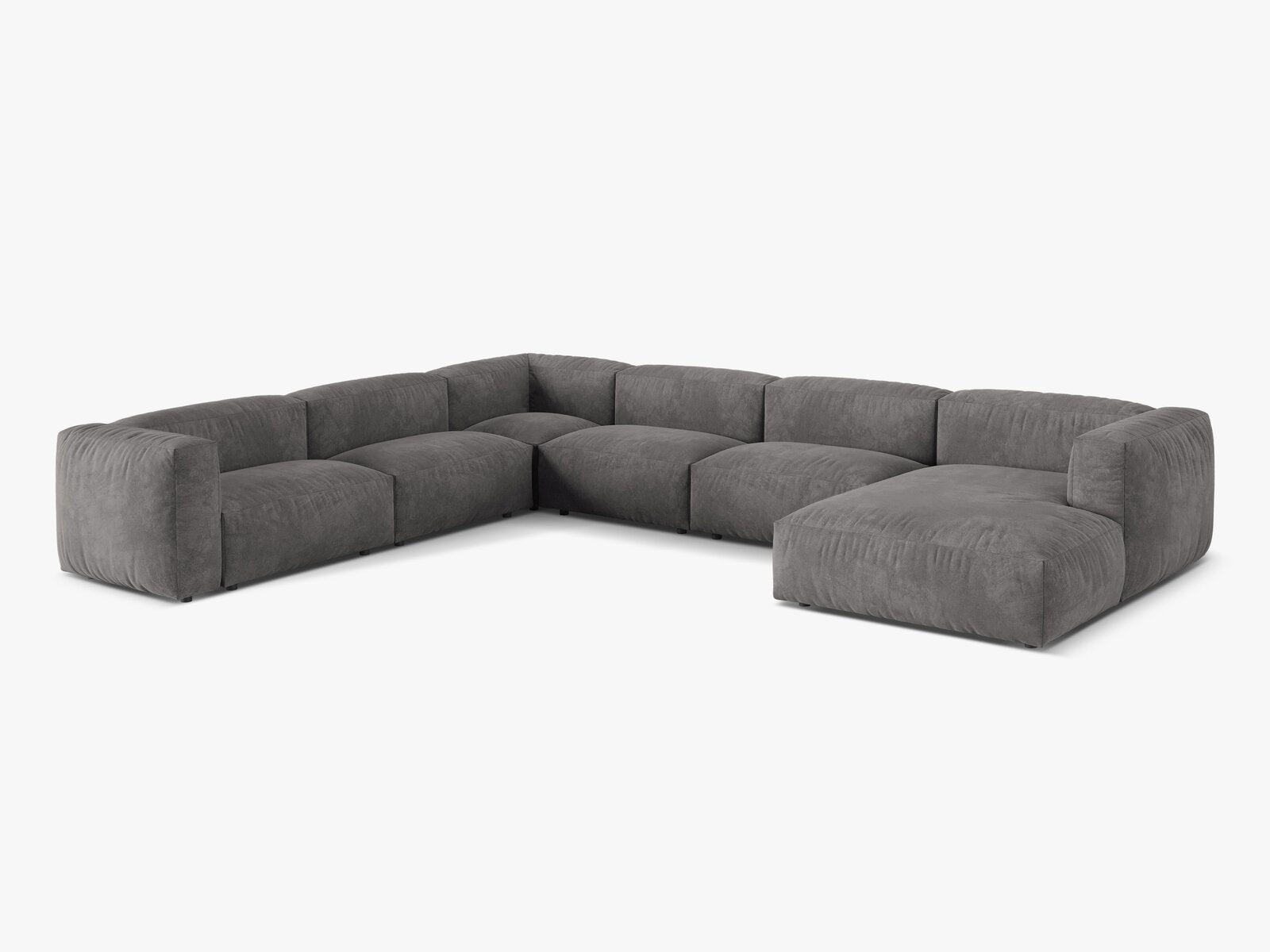 Micadoni modulares Ecksofa XL Martina 6-Sitzer Links Samt Vogue Grau