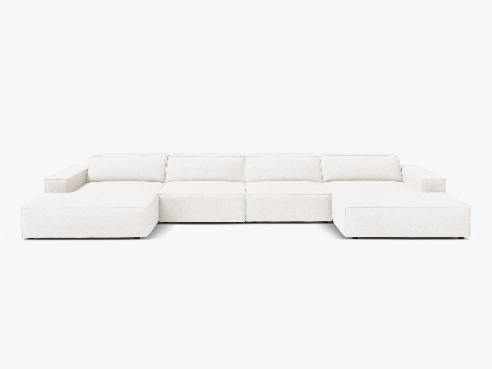 Micadoni Panorama-Sofa Jodie 6-Sitzer Boucle Baloo Weiß