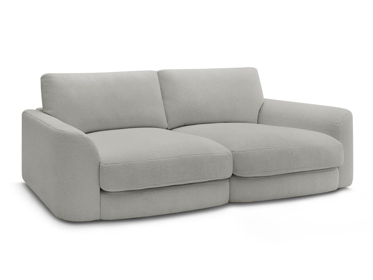 Bobochic Leonore Sofa 3-Sitzer Bouclé-Stoff Hellgrau