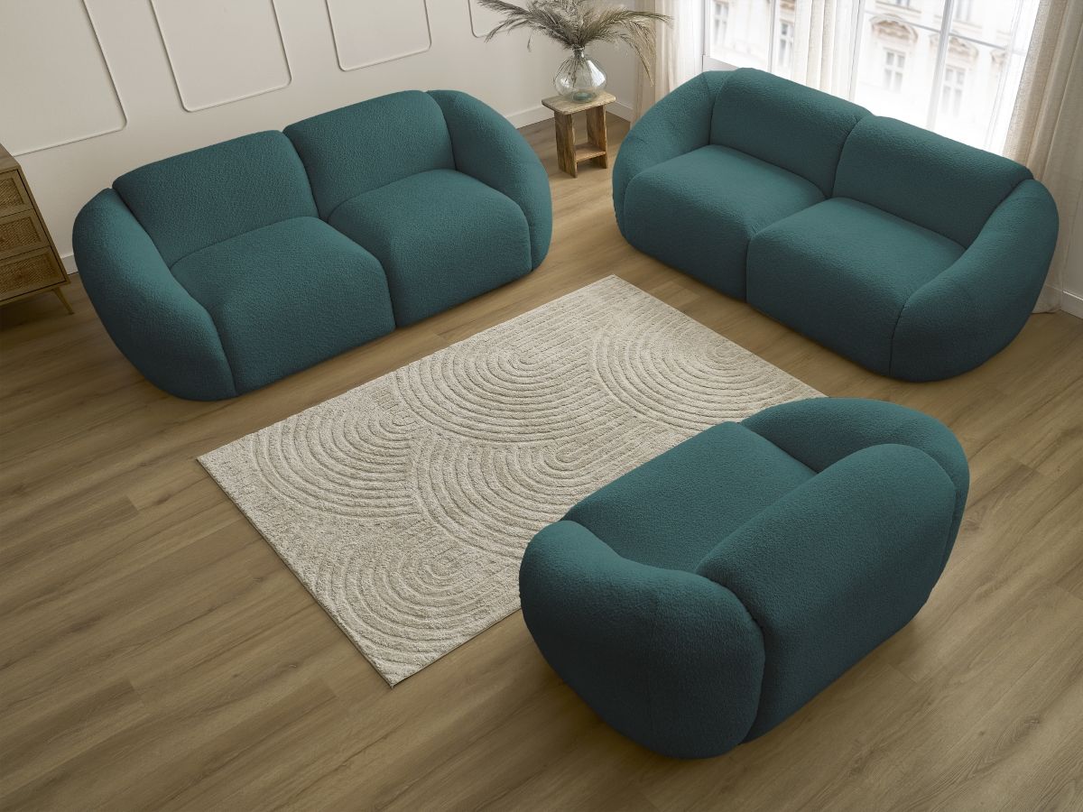 Bobochic Tina Sofa 6-Sitzer Bouclé-Stoff Hellblau