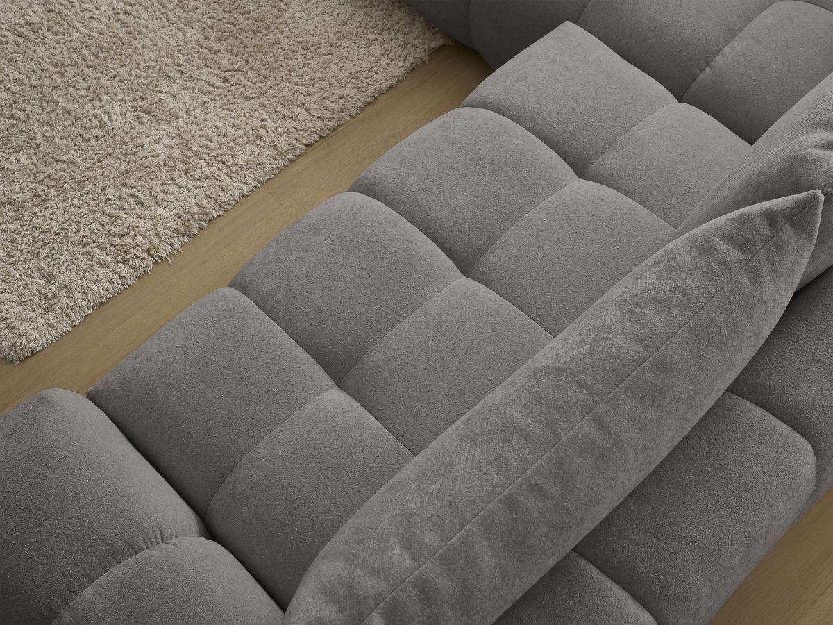 Bobochic Everest Ecksofa mit Schlaffunktion und Bettkasten 320 × 212 cm, 5 Kissen Strukturstoff Dunkelgrau Ecke links