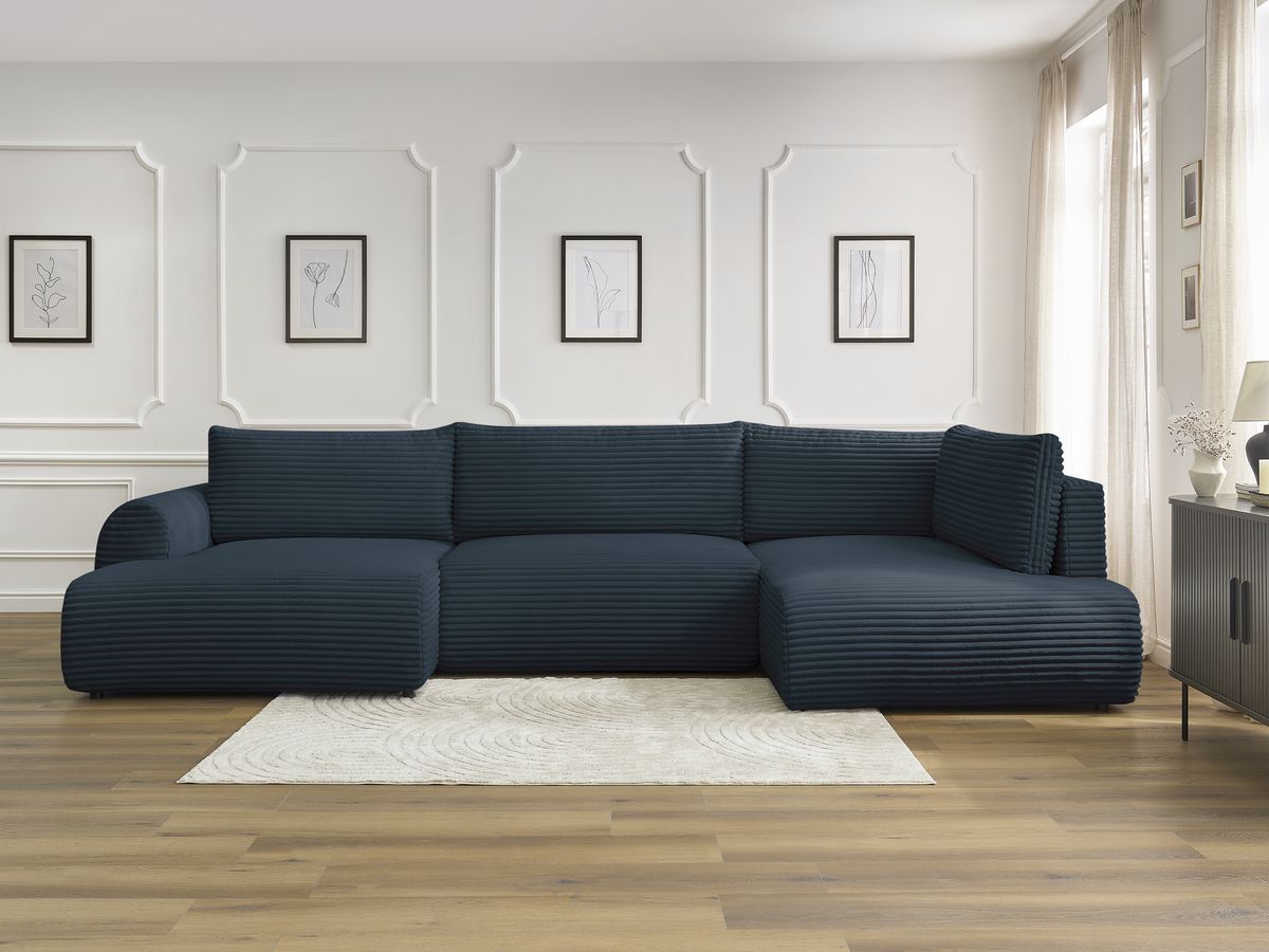 Bobochic Lucien Wohnlandschaft Breitcord weich Dunkelblau Ecke links