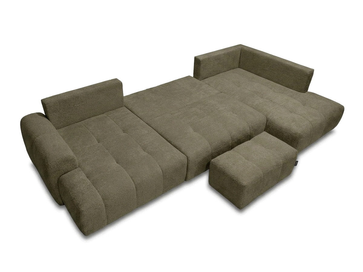 Bobochic Roxelane Wohnlandschaft mit Pouf Bouclé-Stoff Grün Ecke links