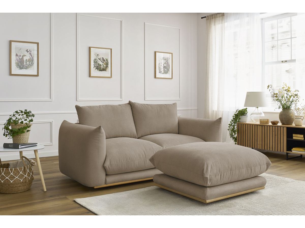 Bobochic Ernest Sofa 3-Sitzer mit Pouf 193 × 106 cm Stoff Taupe