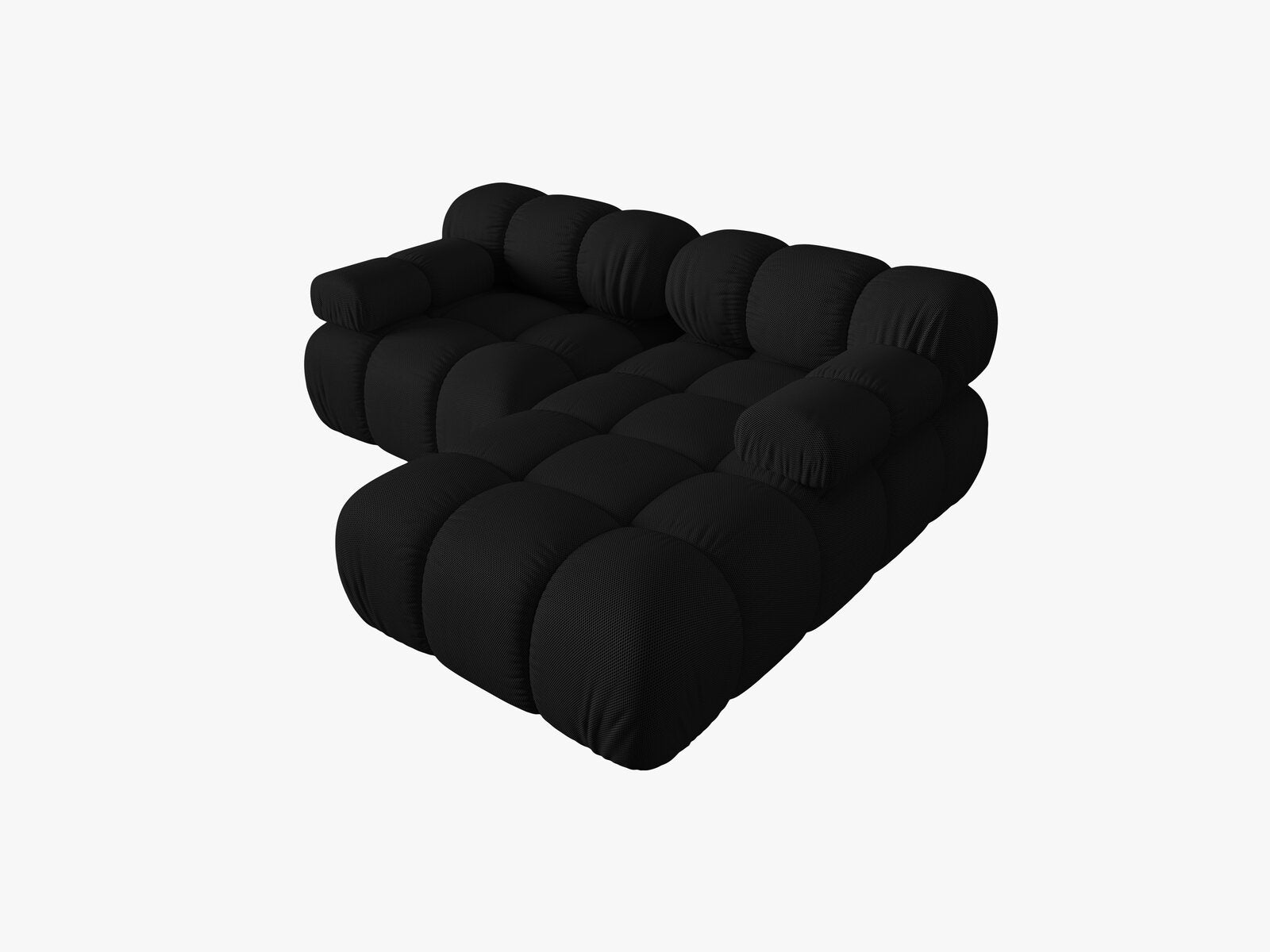 Micadoni Modulares Ecksofa Bellis 3-Sitzer Rechts 3D-Stoff Sonic Schwarz