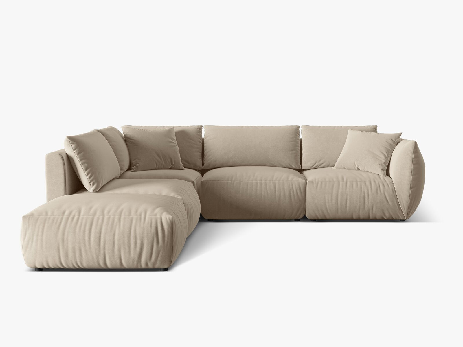 Micadoni Modulares Ecksofa Chris 4-Sitzer Links Samt Ecru