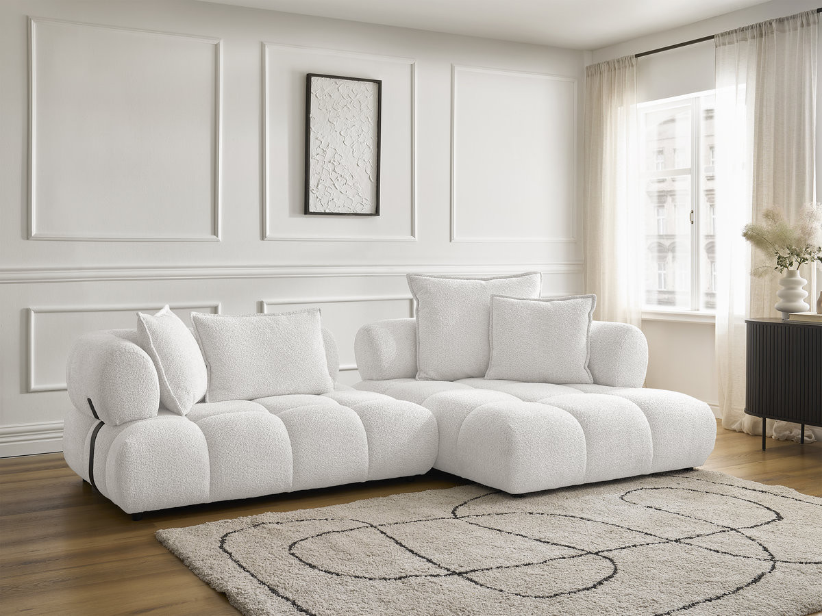 Bobochic Alya Ecksofa Bouclé-Stoff Weiß Ecke rechts