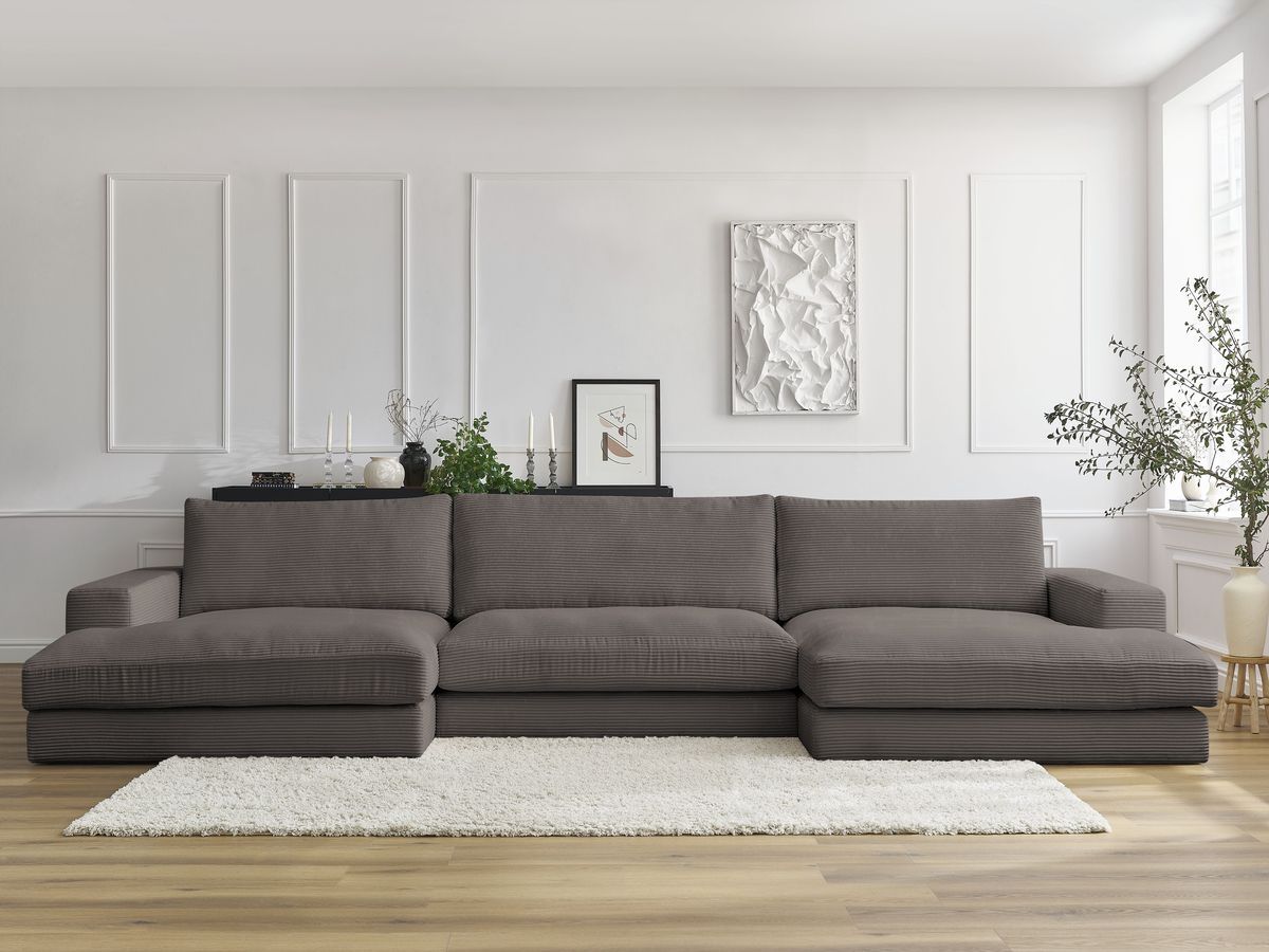 Bobochic Leonard Wohnlandschaft 349 × 159 cm Cordsamt Braun
