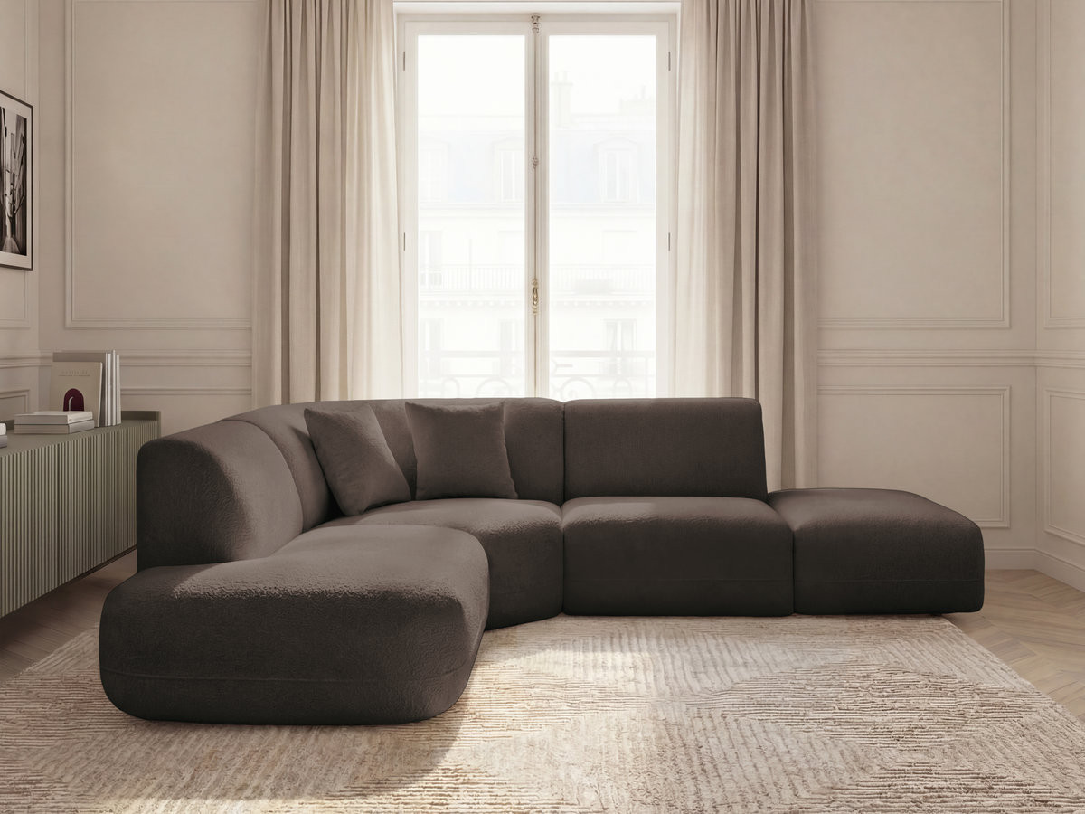 Bobochic Anda Ecksofa 279 × 264 cm Chenille Braun Ecke links