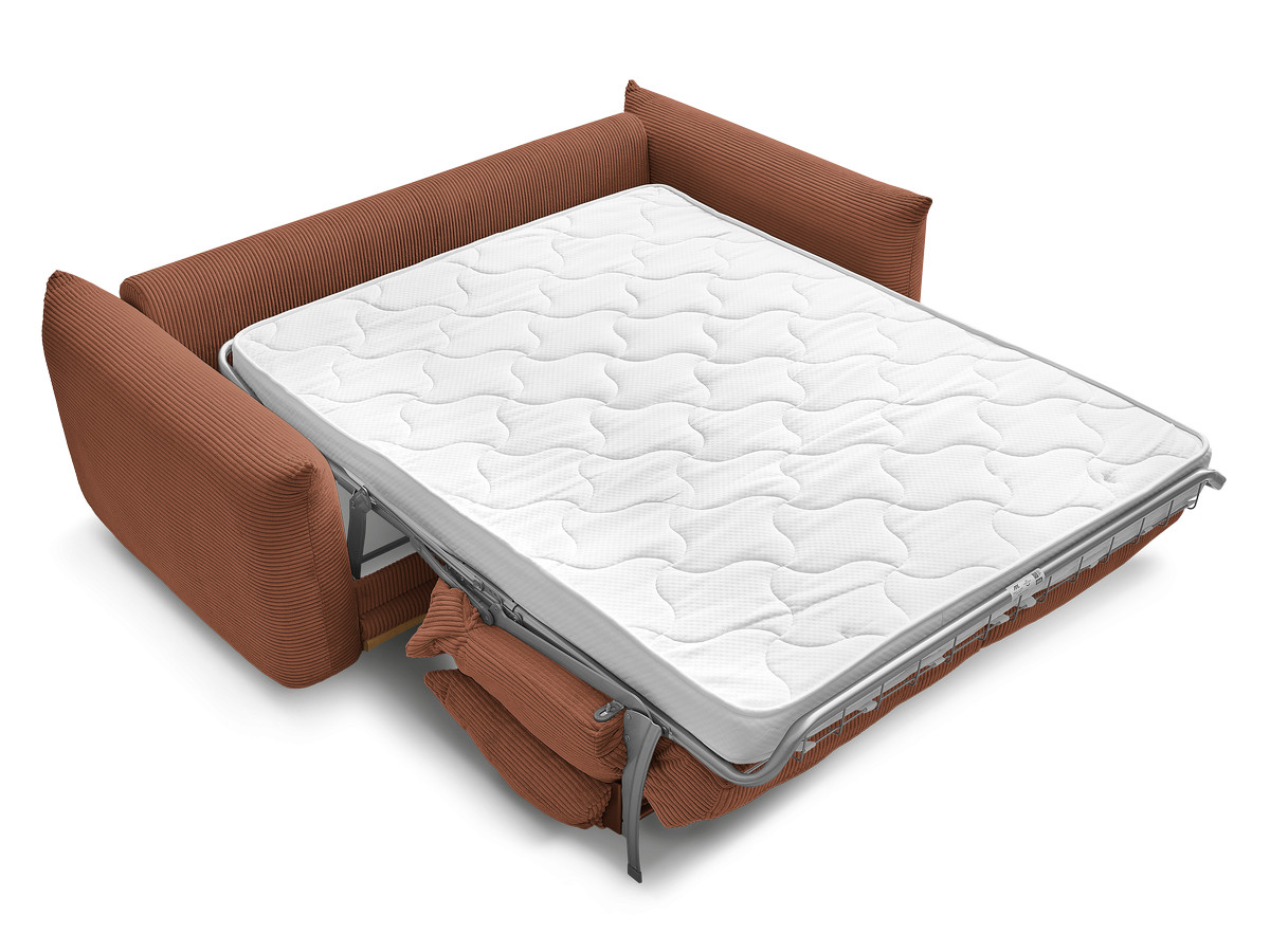 Bobochic Ernest Schlafsofa 3-Sitzer, Liegefläche 140 / 160 × 190 cm Cordsamt Orange, Liegefläche 160 × 190 cm