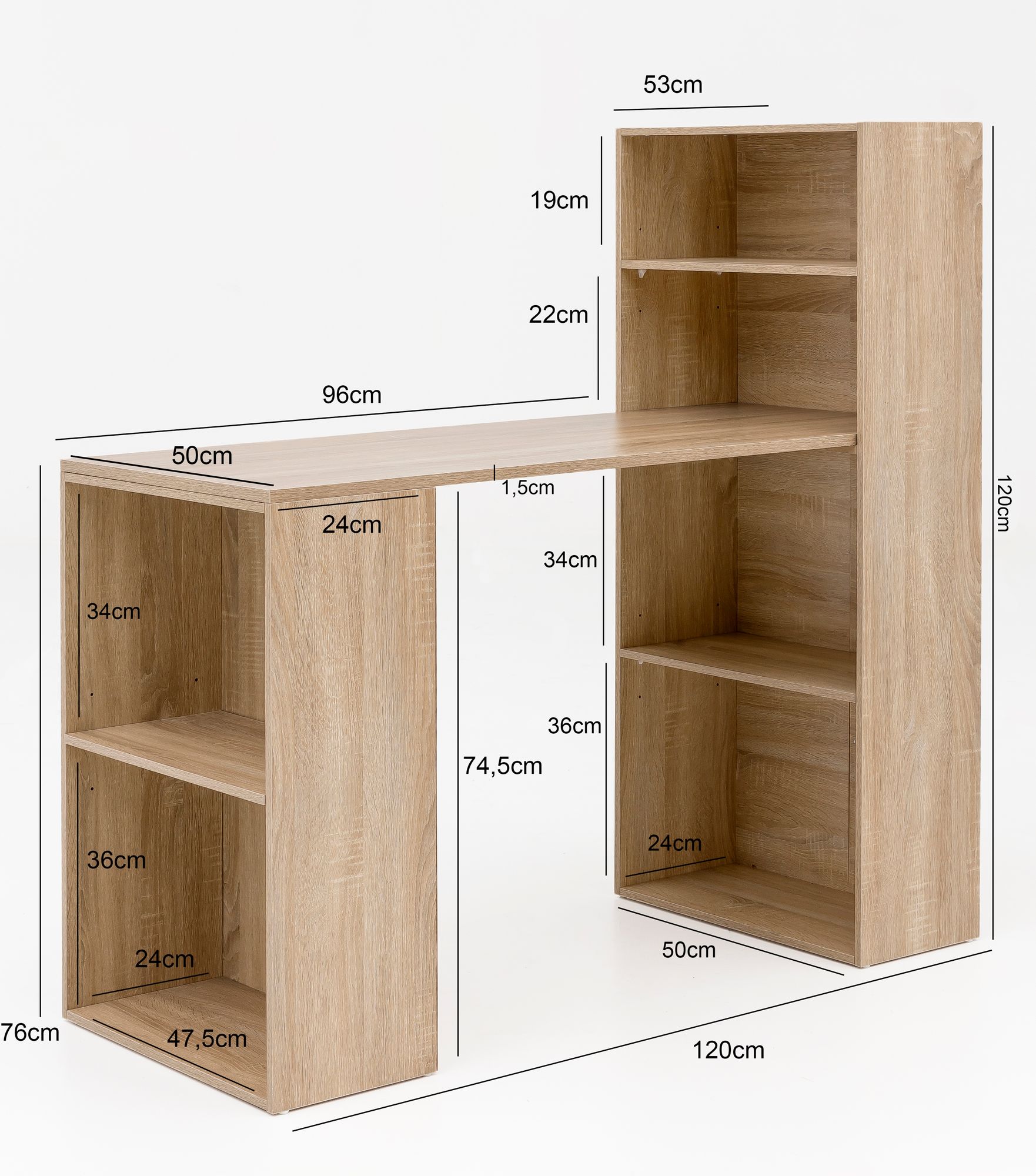 Schreibtisch Hemmet Sonoma 120 × 53 × 120 cm