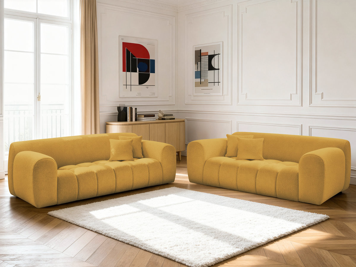 Bobochic Melisse Sofa 5-Sitzer Melange-Stoff Gelb