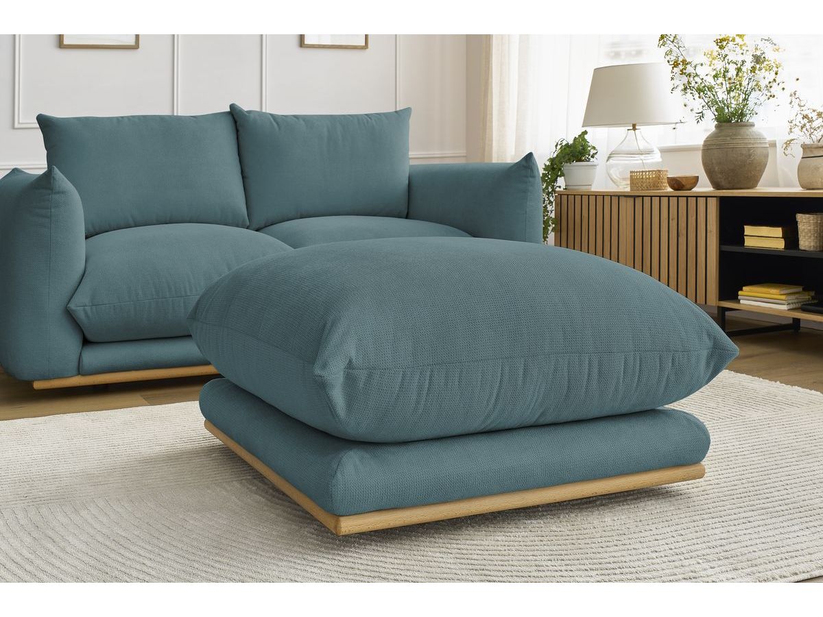 Bobochic Ernest Sofa 3-Sitzer mit Pouf 193 × 106 cm Stoff Dunkelblau