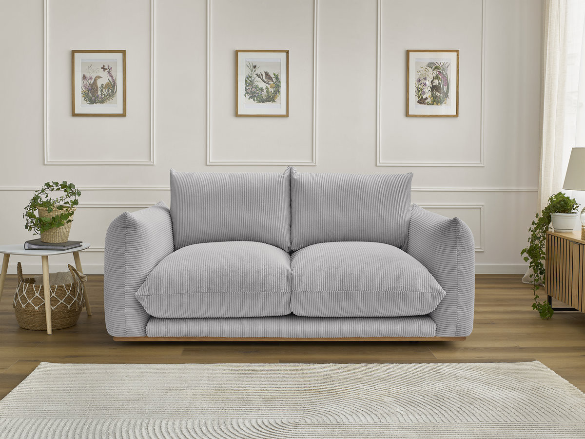 Bobochic Ernest Sofa 2-Sitzer Cordsamt Hellgrau
