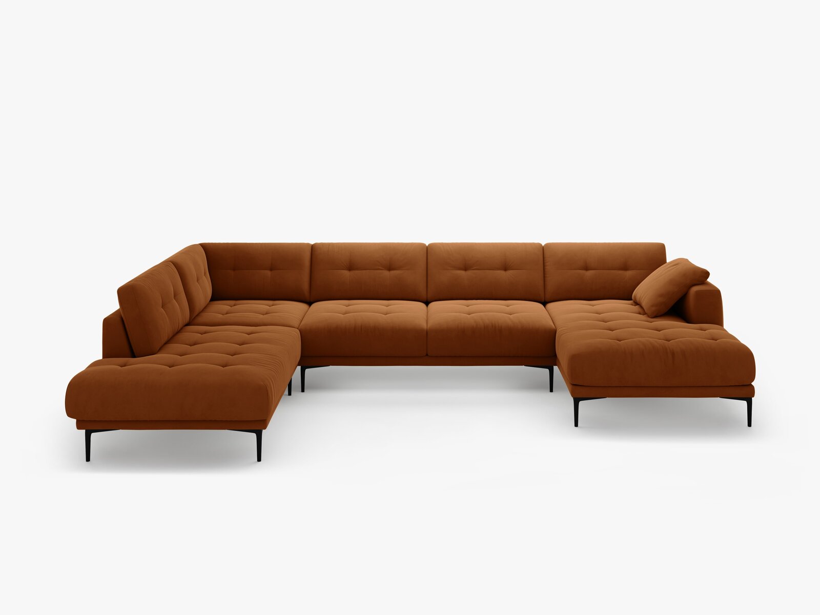 Micadoni Panorama Ecksofa Bemy 7-Sitzer Links Samt Terrakotta