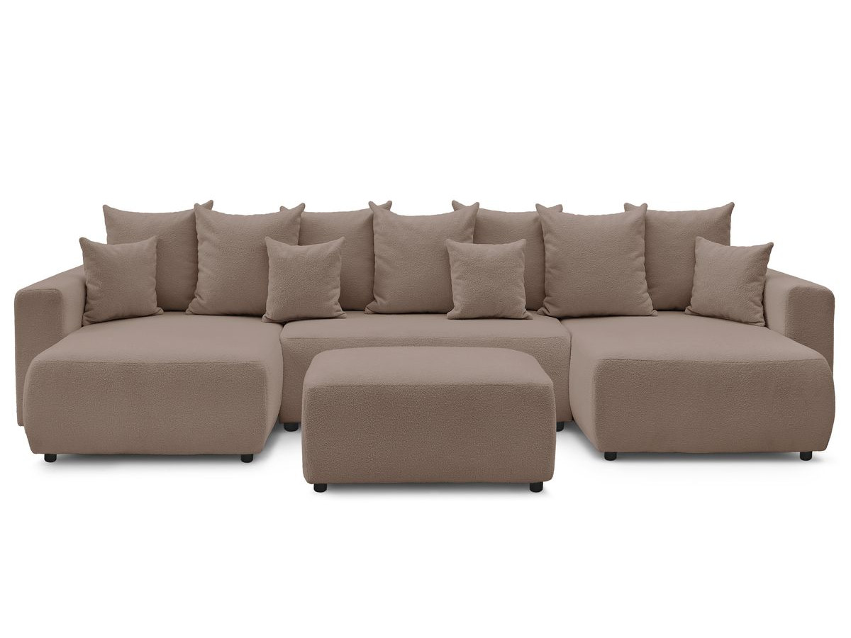 Bobochic Envy Wohnlandschaft mit rechteckigem Pouf Bouclé-Stoff Braun