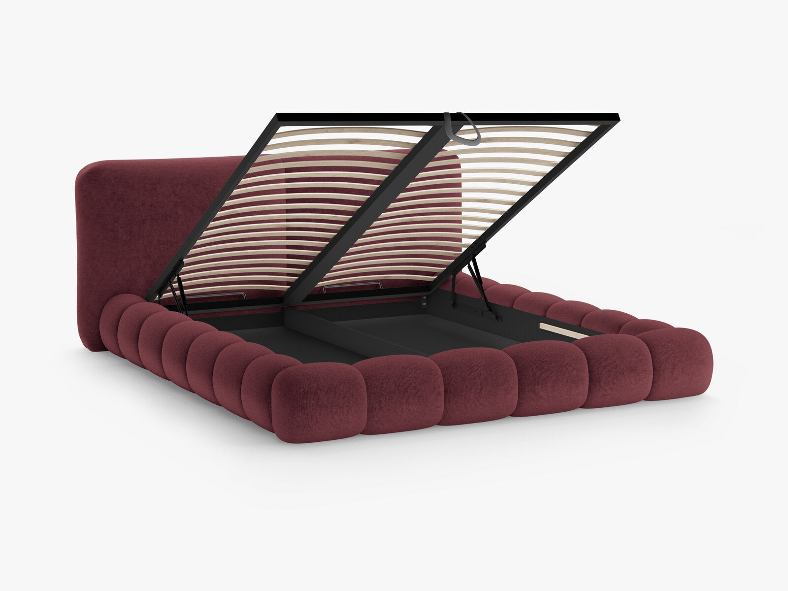 Micadoni Stauraumbett mit Kopfteil Solange Chenille Perfect Harmony Kirschholz