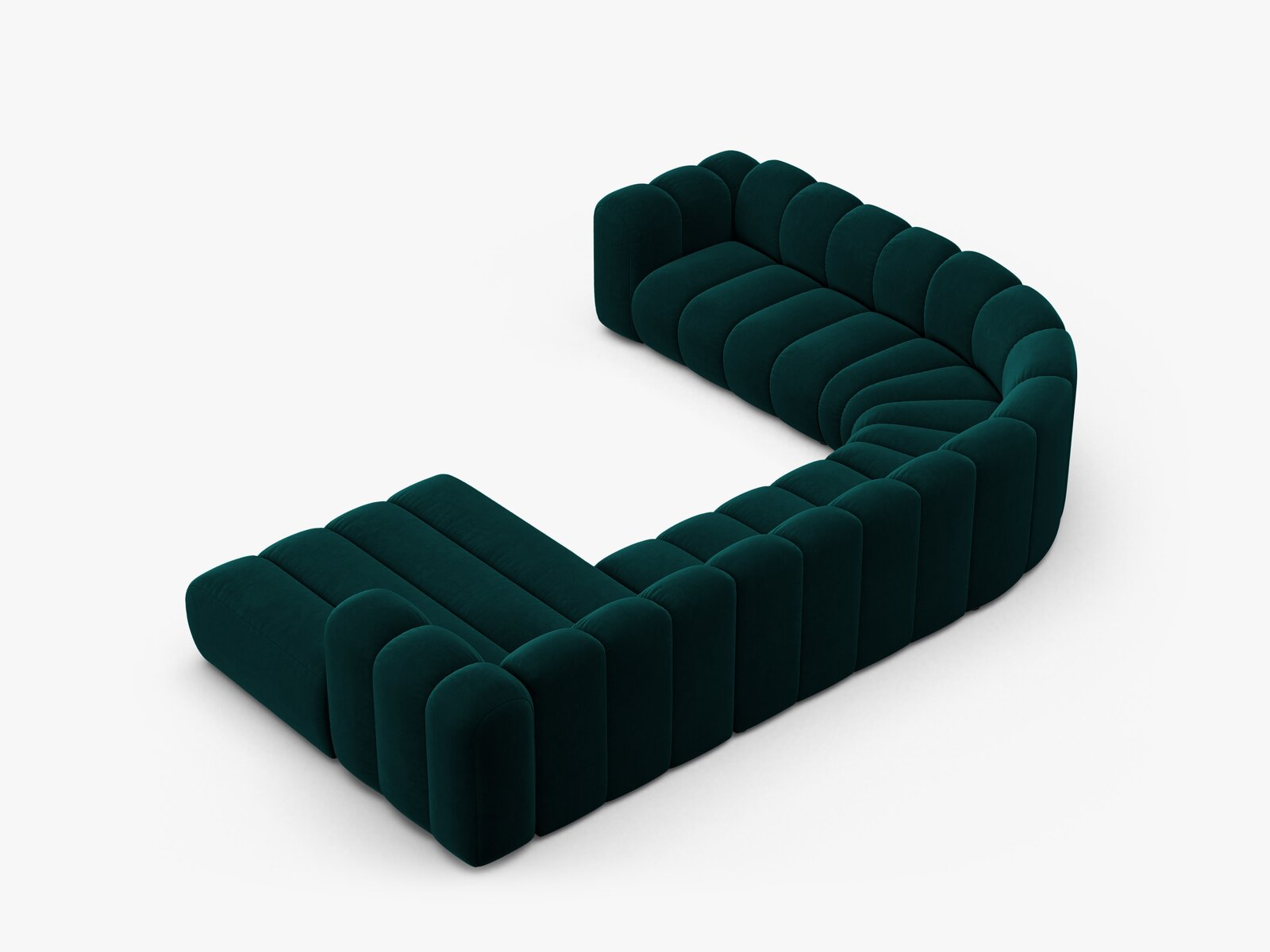 Micadoni Modulares Panorama Ecksofa Lupine 6-Sitzer Links Samt Venus Dunkel Petrol