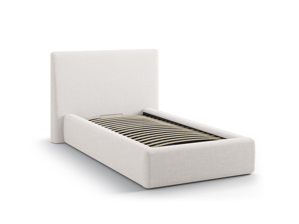 Cosmopolitan Design Stauraumbett mit Kopfteil Asti Strukturierter Stoff Moly Helles Beige