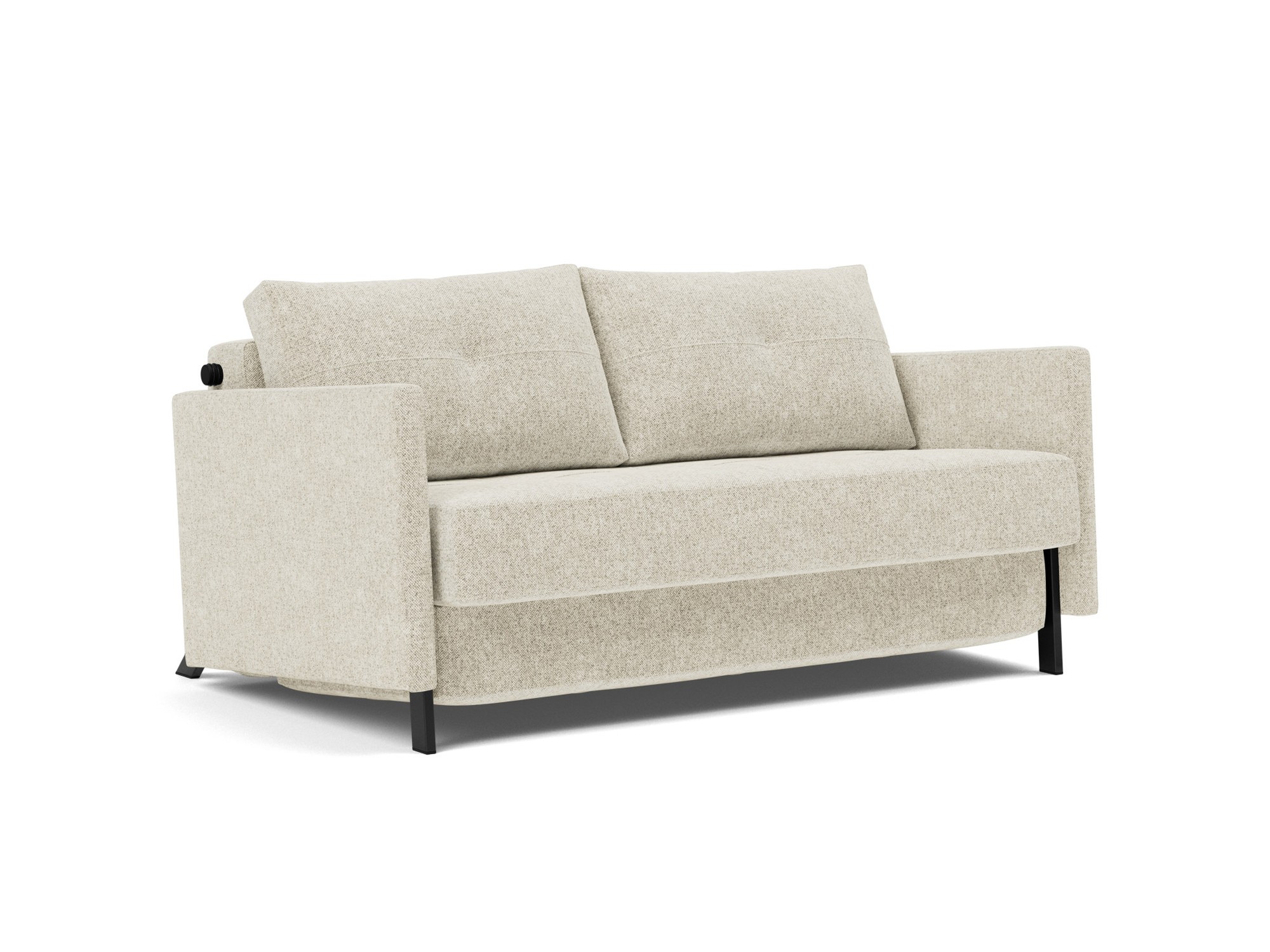Schlafsofa Cubed mit Armlehnen 140 Strukturierter Stoff Taura 357-Off-White