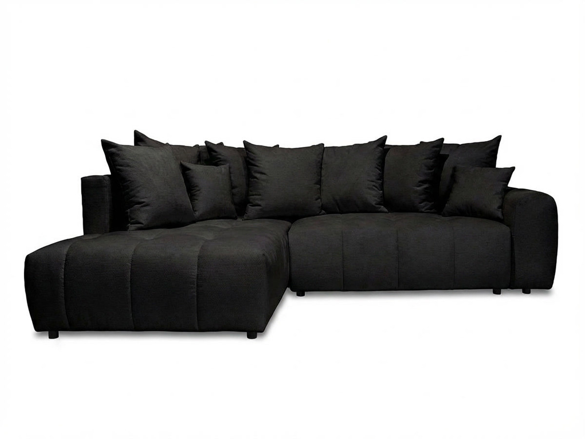 Bobochic Roxelane Ecksofa mit Schlaffunktion und Bettkasten Melange-Stoff Dunkelgrau Ecke links