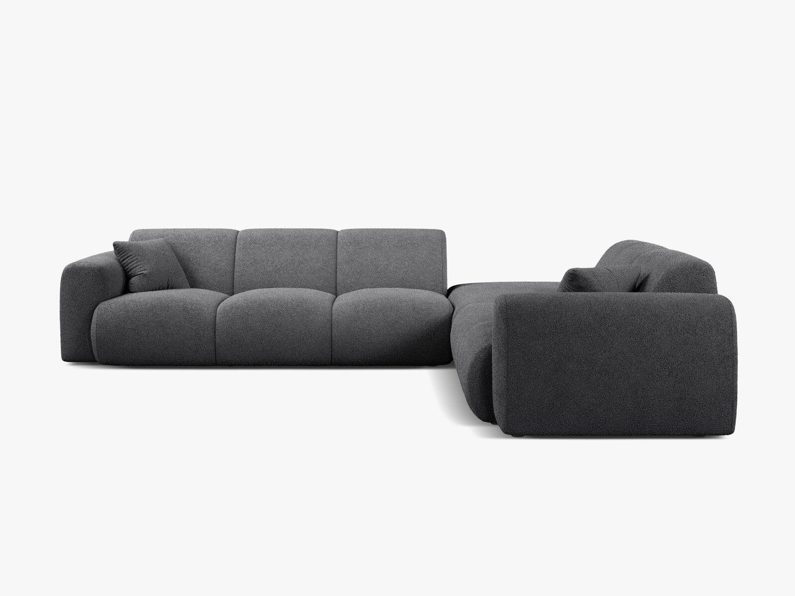 Micadoni Ecksofa Molino 6-Sitzer Rechts Boucle Baloo Dunkelgrau