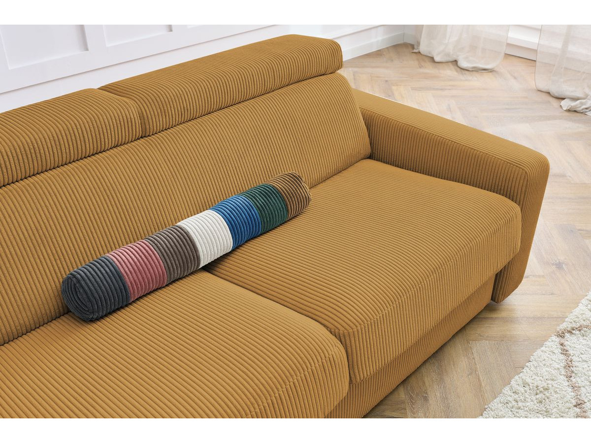 Bobochic Monaco Schlafsofa 3-Sitzer Cordsamt Gelb, Liegefläche 140 × 190 cm