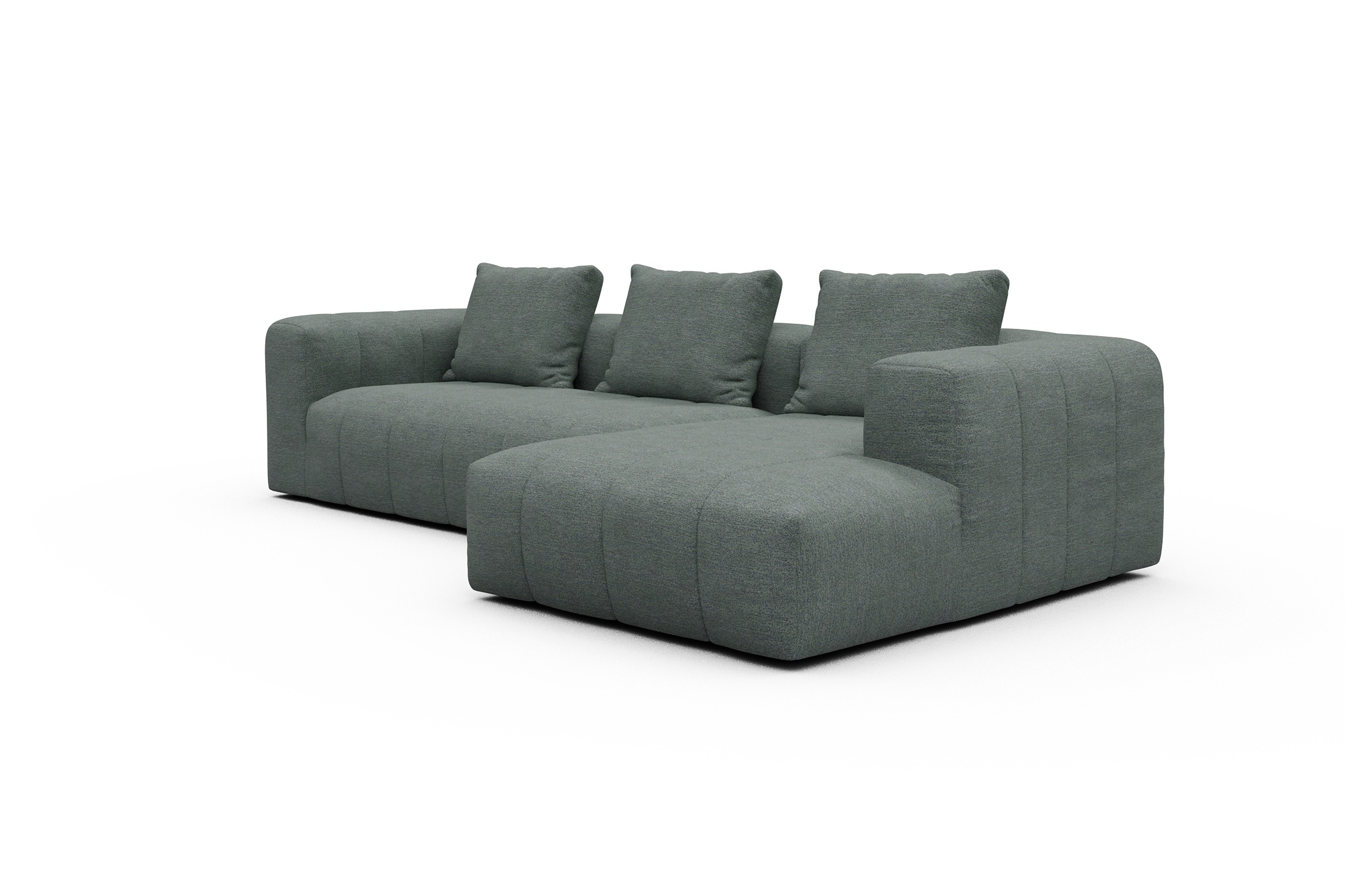Ecksofa Hugo 2,5-Sitzer Armlehne links mit Chaiselongue Carreno-Ice-Blue