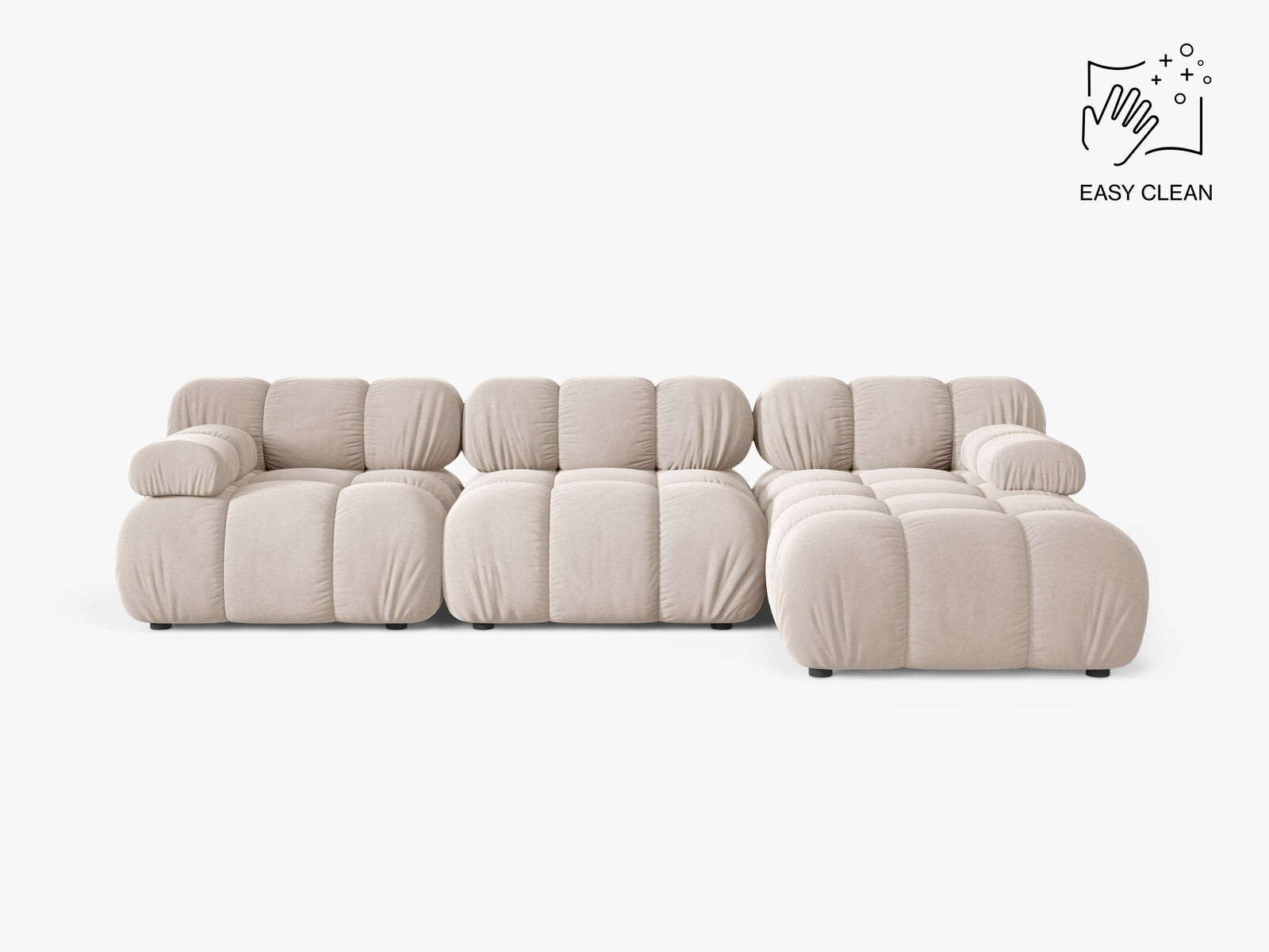 Micadoni Modulares Ecksofa Bellis 4-Sitzer Rechts Samt Venus Helles Beige